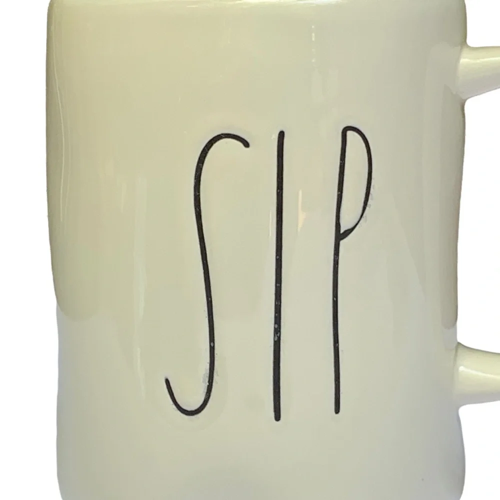 Rae Dunn SIP Mug Ceramic Coffee Tea Red Interior Black Large Letters NWT 2017 OG - Picture 3 of 11